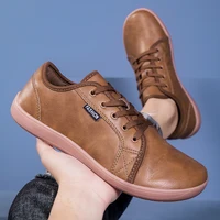 Oiaano Wide Toe Men Minimalist Shoes Comfortable Sneakers Leather Casual Shoes Black Slip On Leisure Loafers Drive Office 2