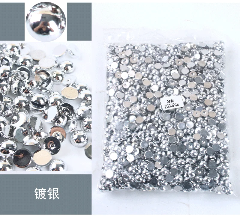 Mixed Size Colorful ABS Pearl Flat Back Rhinestones for Nail Art & Jewelry Crafting