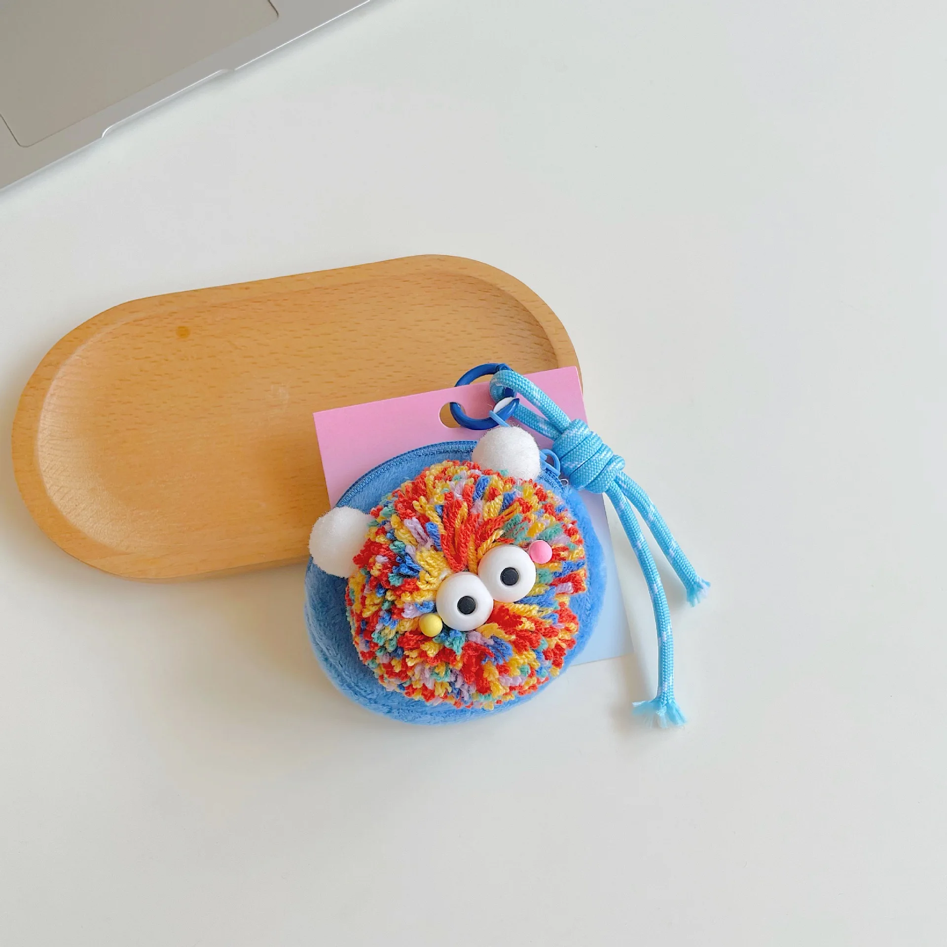 Creative Cute Woolen Ball Coin Purse Wallet Earphone Bag Colorful Woolen Key Storage Small Bag Hanging Decoration Pendant Gift