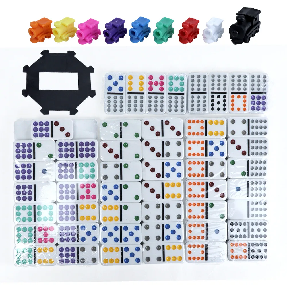 Mexican Train Dominoes 12 Double Twelve Dominoes Set for Adults Metal Box 91 Domino Pieces 2-8 Players Family Travel Board Game