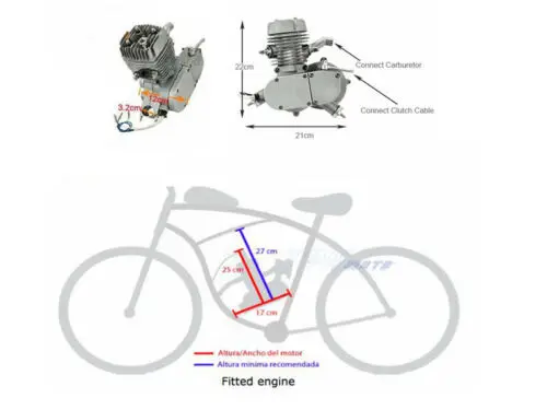 80cc 모터 장착 자전거 푸시 바이크 2행정 모터 엔진 키트 가솔린 세트