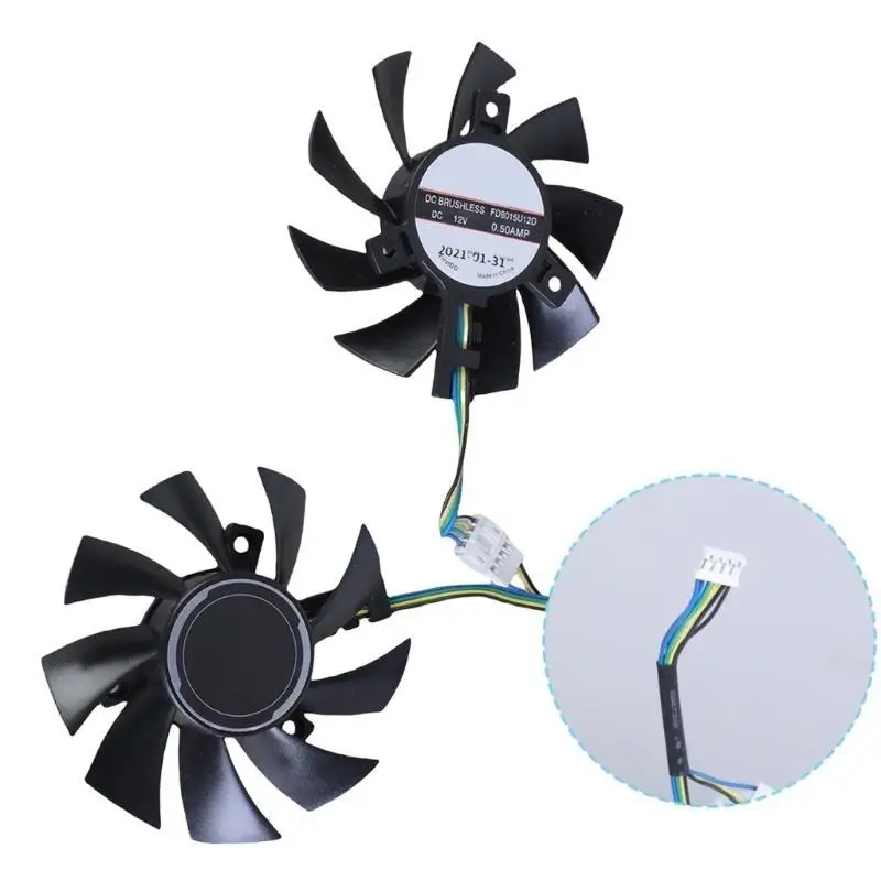 R53C FD8015U12D 12V 0,5A 4Pin Kühler Lüfter für GTX1660Ti RTX2060 GAMING OC Grafikkarte Lüfter 75mm Ersatz – Detail 8