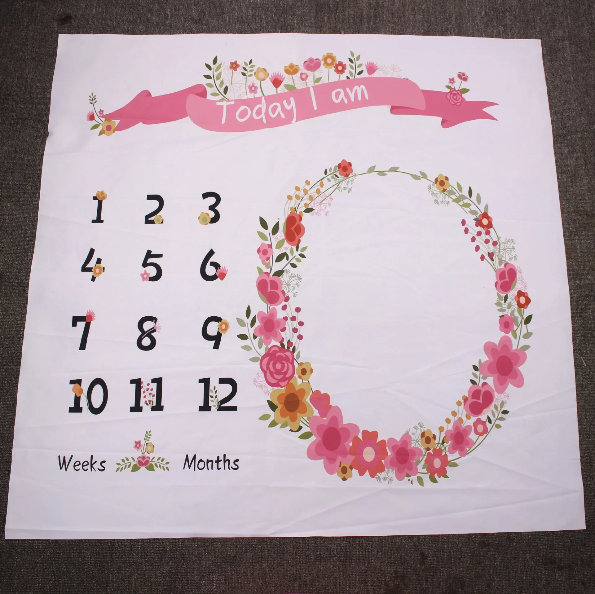 Baby Photography Props Infant Milestone Background Blanket Newborn Monthly Growth Milestone Blanket Cloth Commemorate Rug 5
