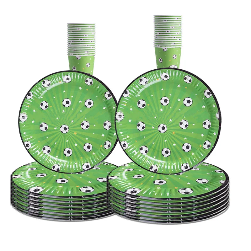 

Football Theme Party Decor Set Birthday Banner Spiral Charm Cake Topper Disposable Tableware Happy Birthday Party Decor Kids Boy