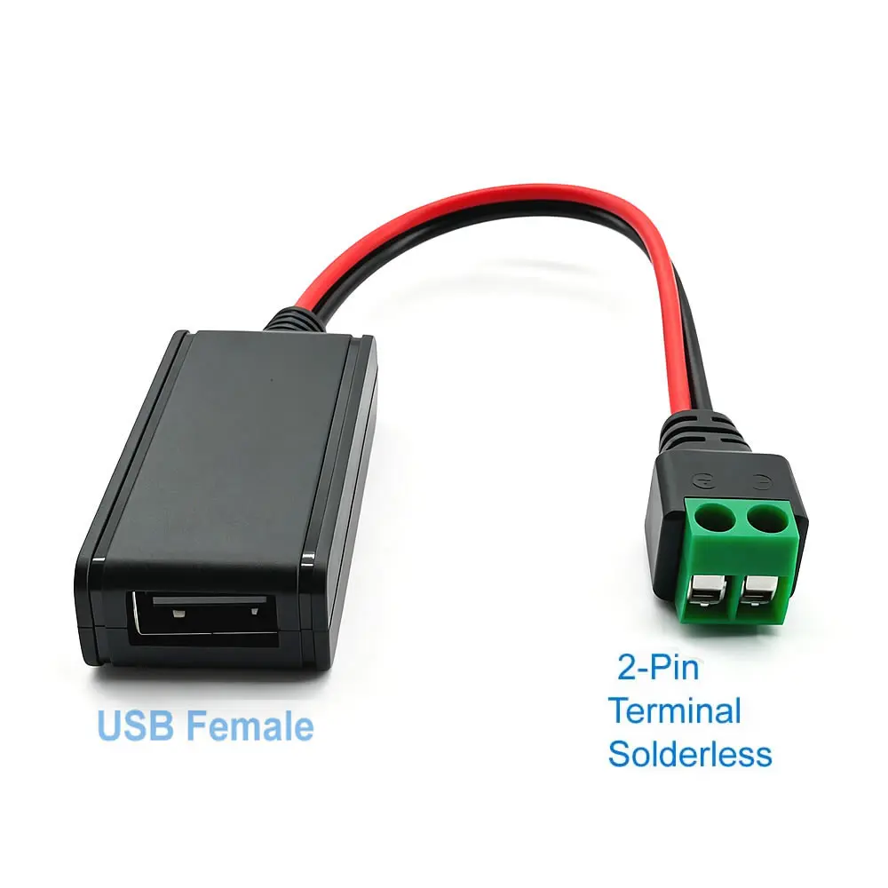 DC-DC 전원 벅 모듈 DC12V-32V 24V - QC3.0 고속 충전, XT60 2핀 무납땜 터미널 - USB 5V 스텝다운 충전 케이블