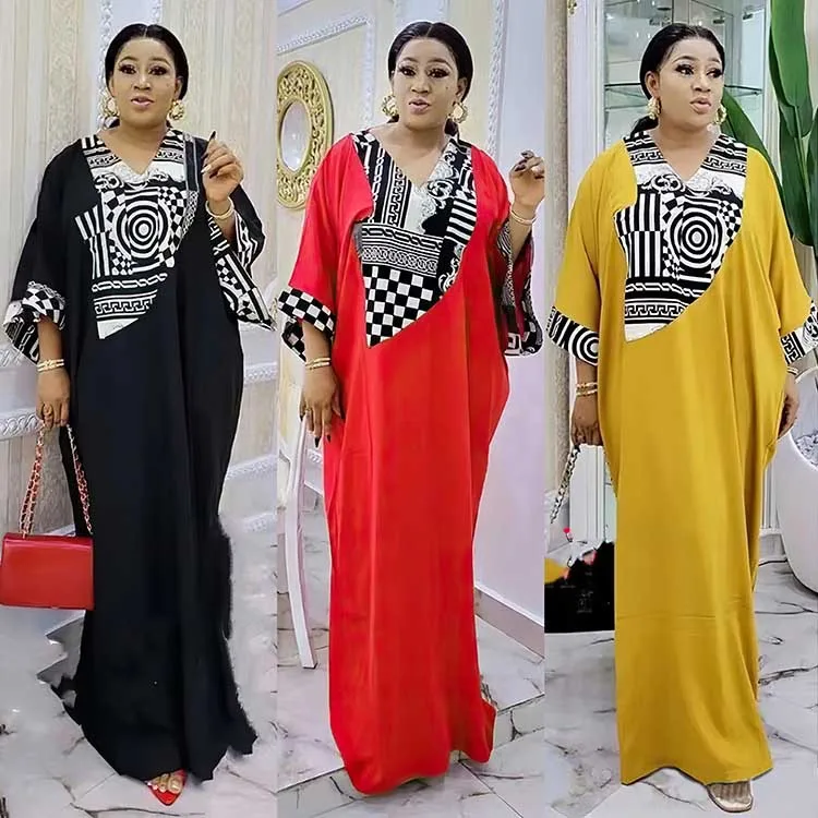 

Elegant African Maxi Dresses for Women New Print Kaftan Muslim Evening Party Plus Size Long Dress Summer Africa Clothing 2024