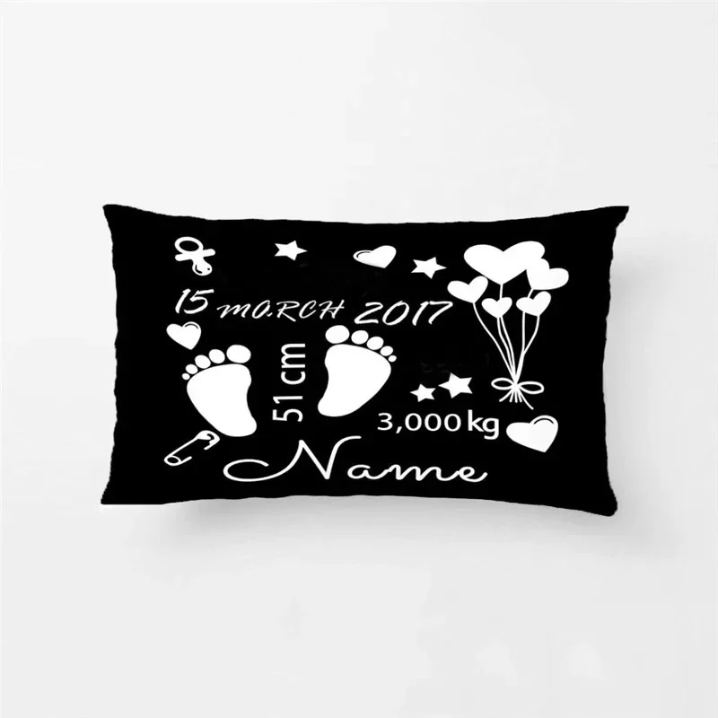 Baby Kids Pillow Cases Birth Data Crown Pillow For Newborn Boys Decorative Cushion Cover Customize Baby New Born Gift