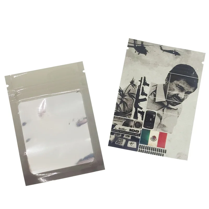 Small Zipper Plastic Bag Laser Pouch Zip Lock Pouch Small Packaging Cookie Cigar Bags With Clear Window 10PC