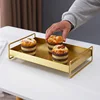 1PC Nordic Metal Tray Dried Fruit Plate Snack Fruit Dish Rectangular Snack Tray Storage Plate With Lid Dessert Tray 3