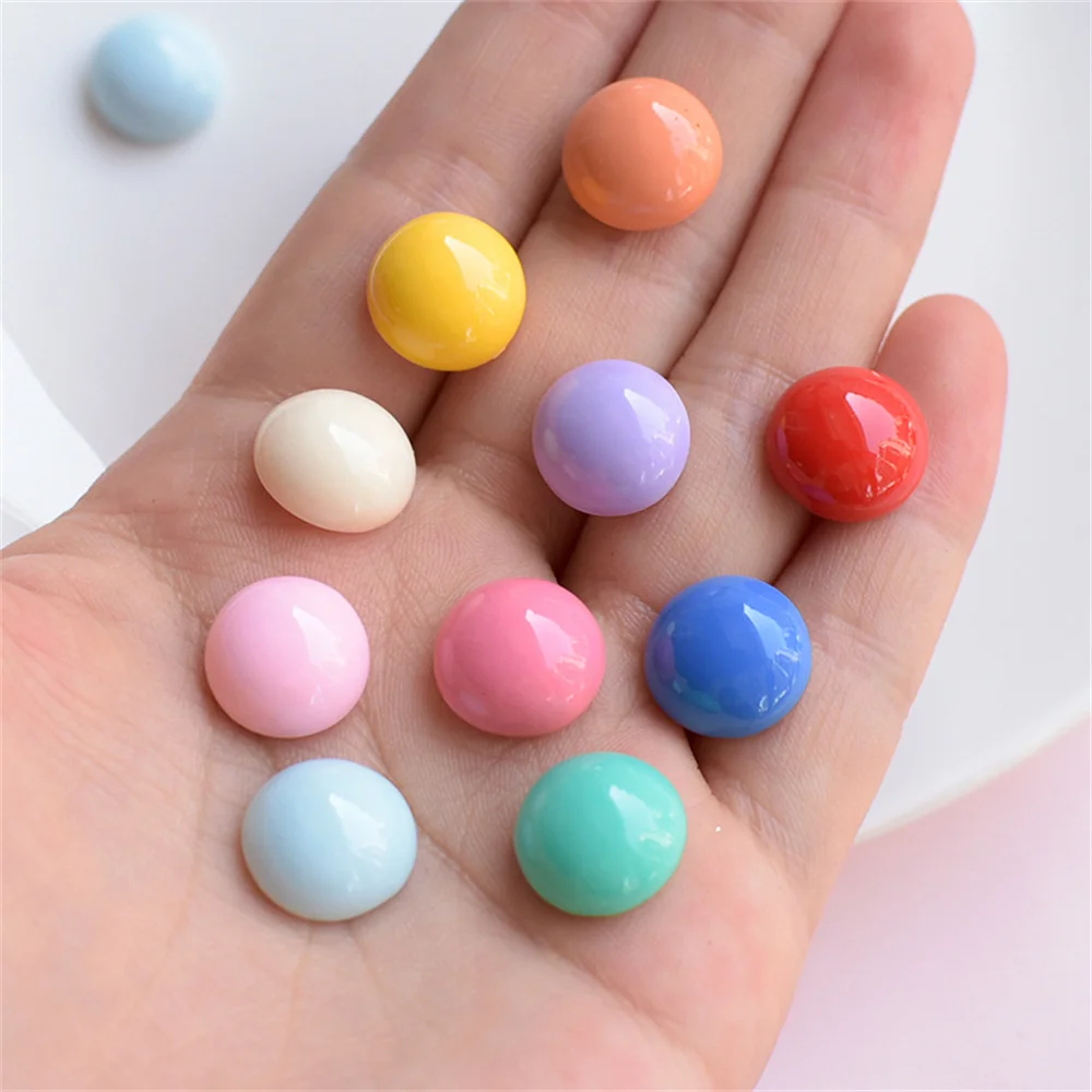WFFNNKC 30-50Pcs 다채로운 라운드 하프 알약 DIY 플랫 백 수지 카보 숑 의류 헤어 액세서리 귀걸이 쥬얼리 공예 용품 만들기