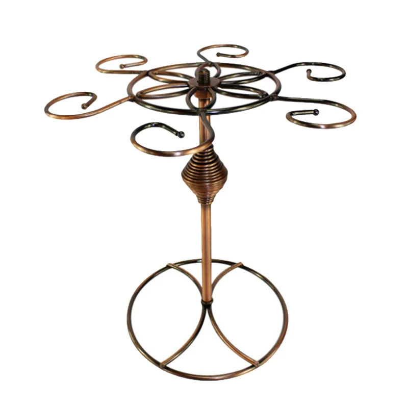 A01F-Wine Glass Rack,Countertop Wine Glass Holder, Freestanding Stemware Storage Rack With 6 Hooks,For Home Bar