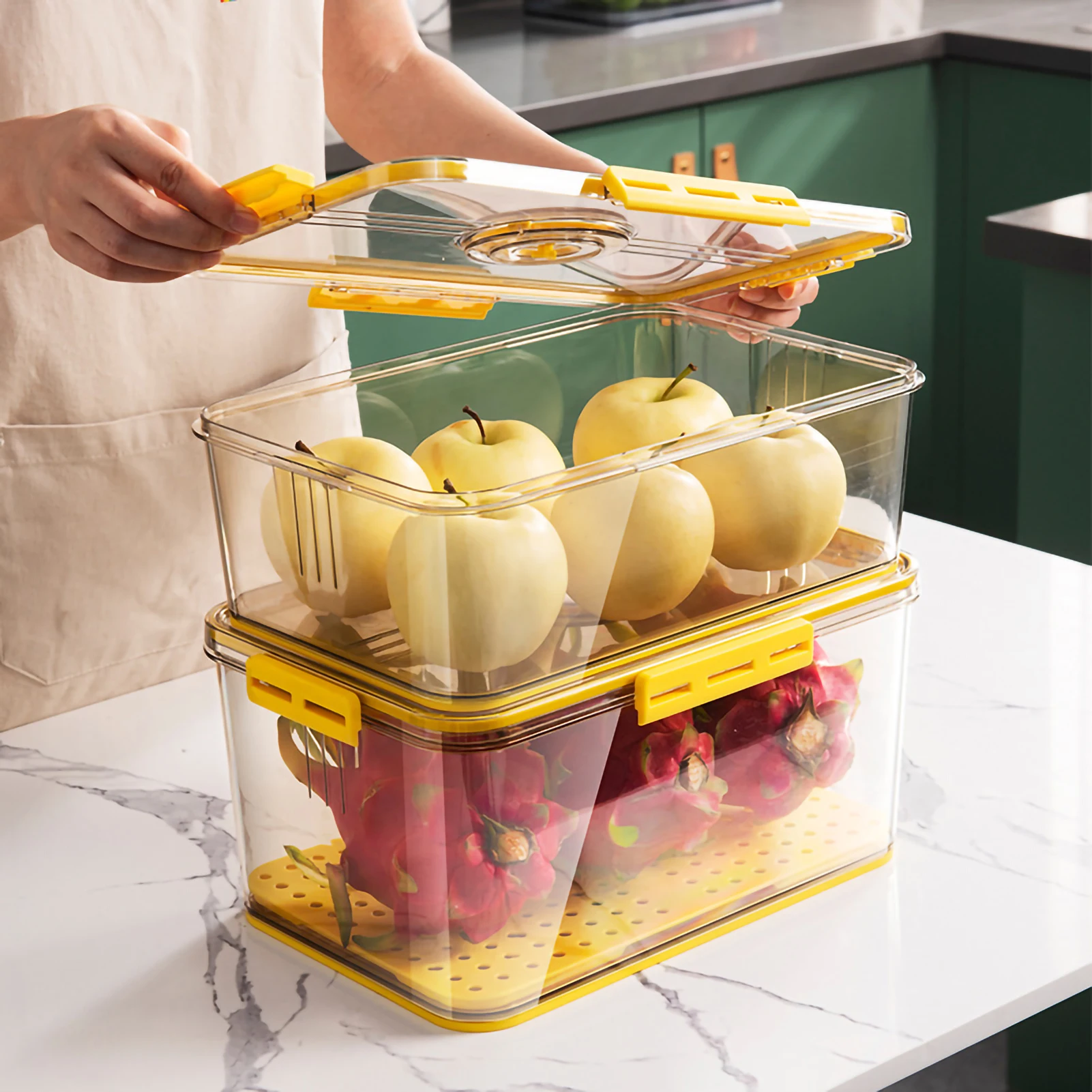 

Refrigerator Storage Box Stackable Kitchen Transparent Storage Box