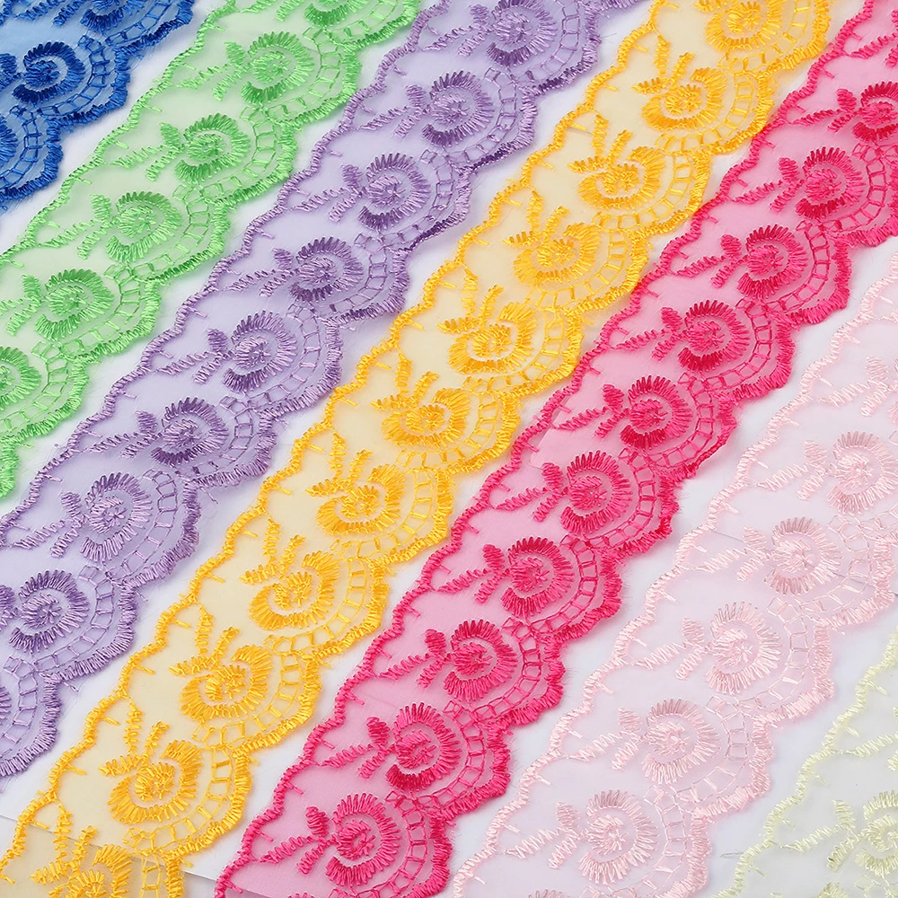 Chainho,Mesh Embroidery Lace Ribbon,10 Yard,DIY Handmade Material,Wedding Party/Craft Packing/Dress Decoration/Hair Accessory