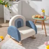Kids Blue Rocking Chair with Solid Wood Frames, Plush Fabric, Anti-Tip Design for Kids Room, Nursery, Playroom, Preschool 4