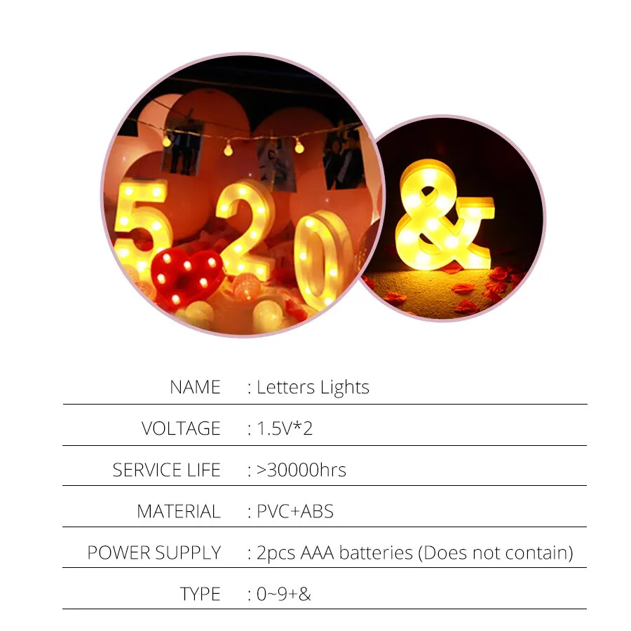 Illuminated LED Alphabet Letter & Number Lamp - Festive Night Light