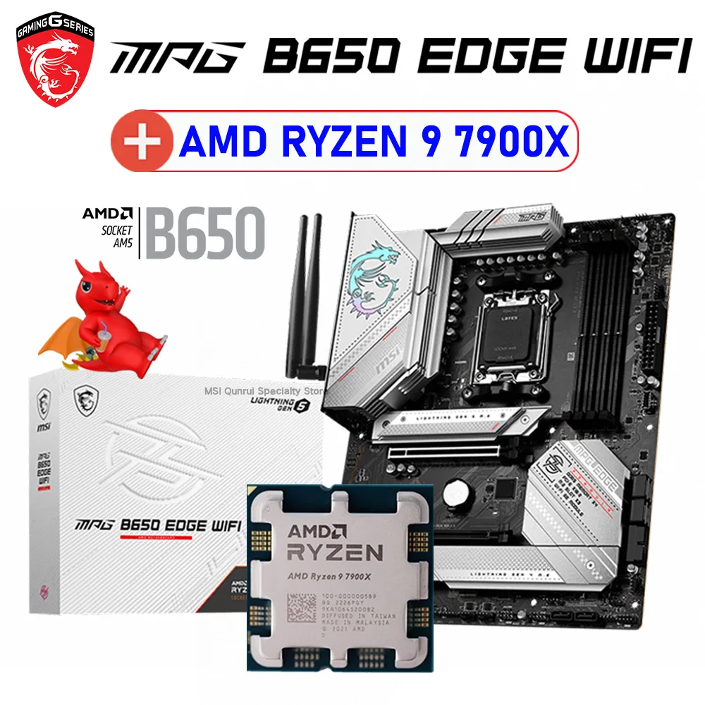 

AMD Ryzen 9 7900X CPU Combo With AMD B650 MSI MPG B650 EDGE WIFI Motherboard Socket AM5+Kingston RAM DDR5 6000MHz 32GB Suit NEW