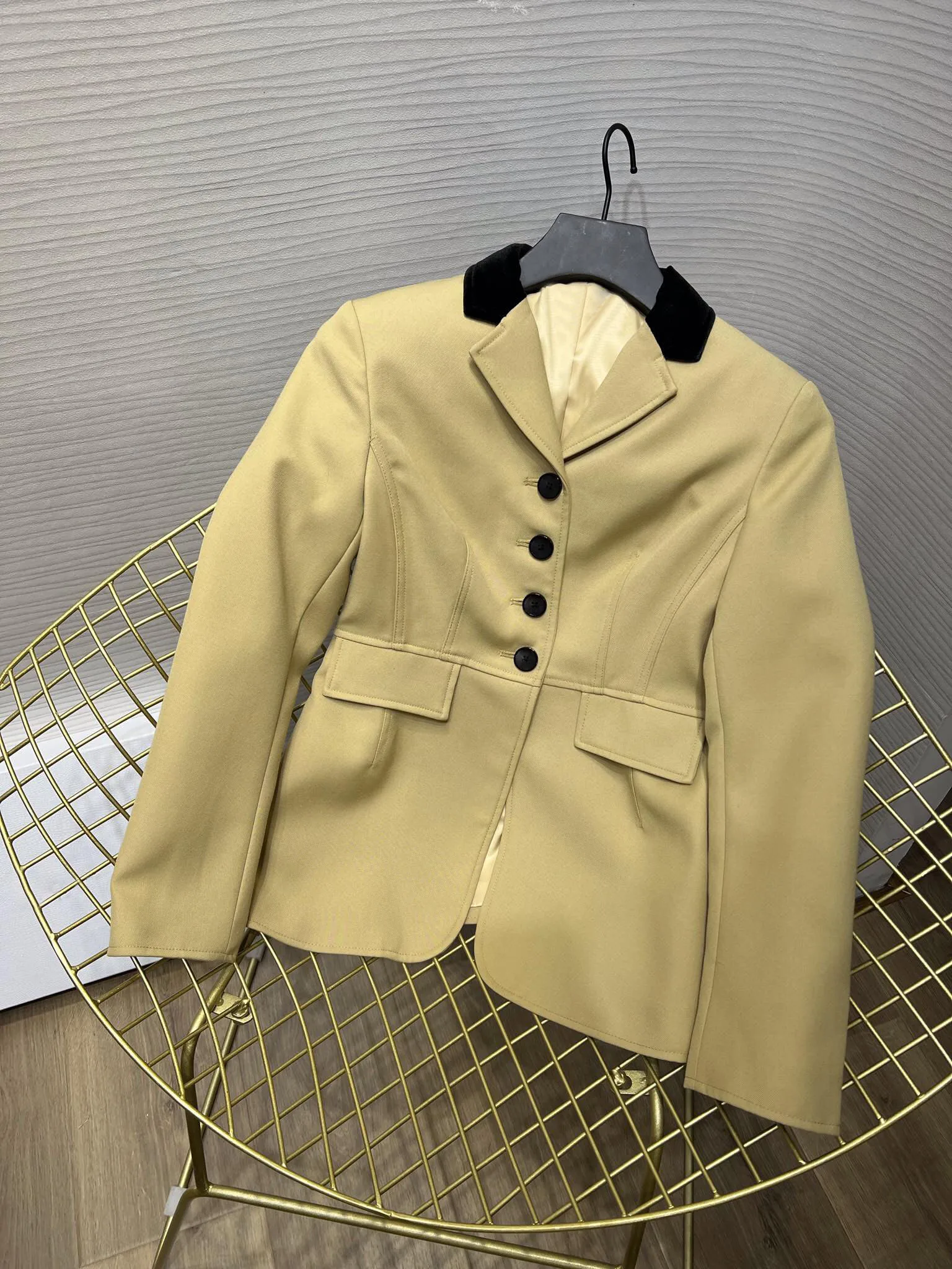 

Waist wide suit jacket neckline stitching velvet simple casual fashion 2023 autumn new hot