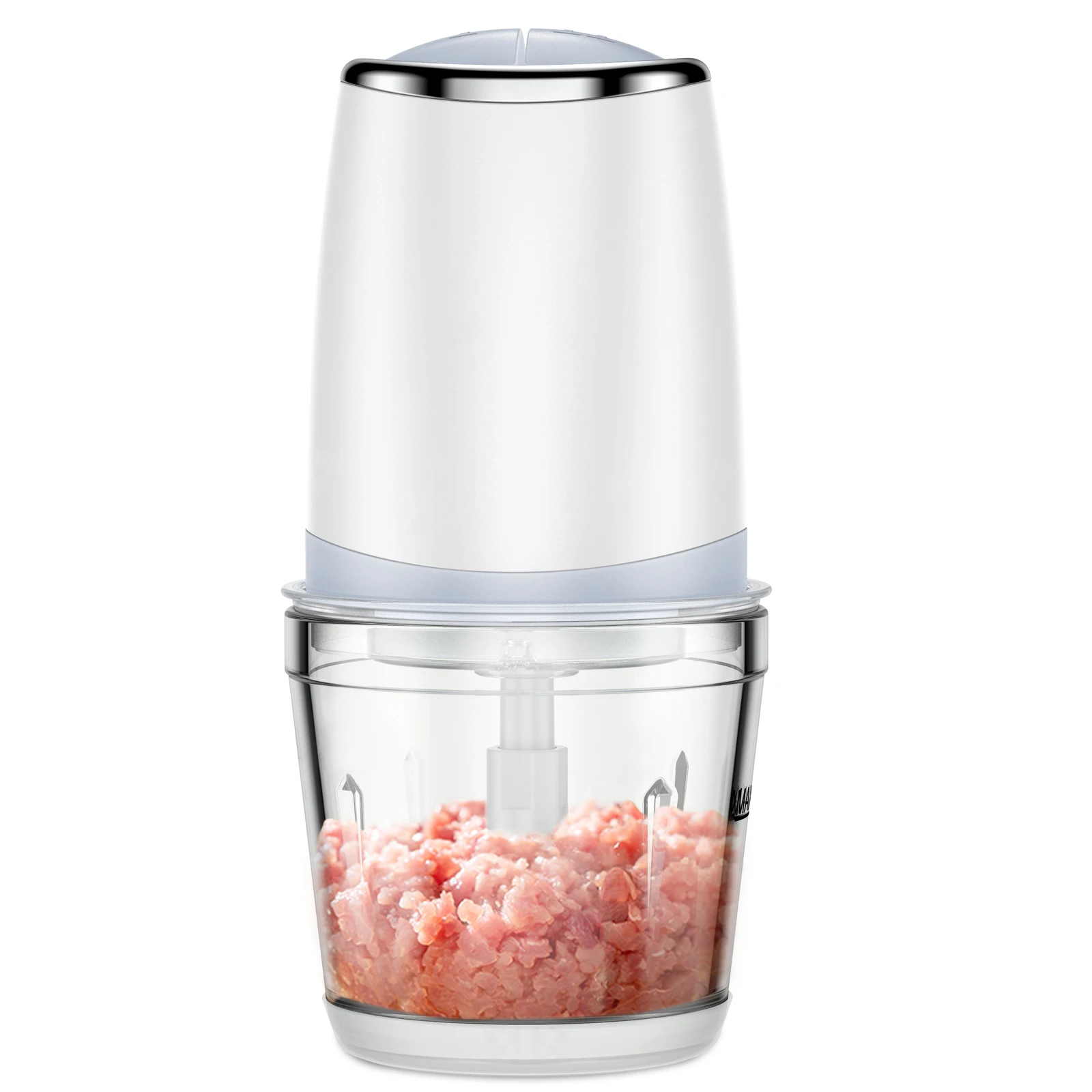 Electric Mini Food Processor, 2.5 Cup Glass Bowl Small Electric Food Chopper for Vegetables Meat Fruits Nuts Puree - 2 Speed Kit 2