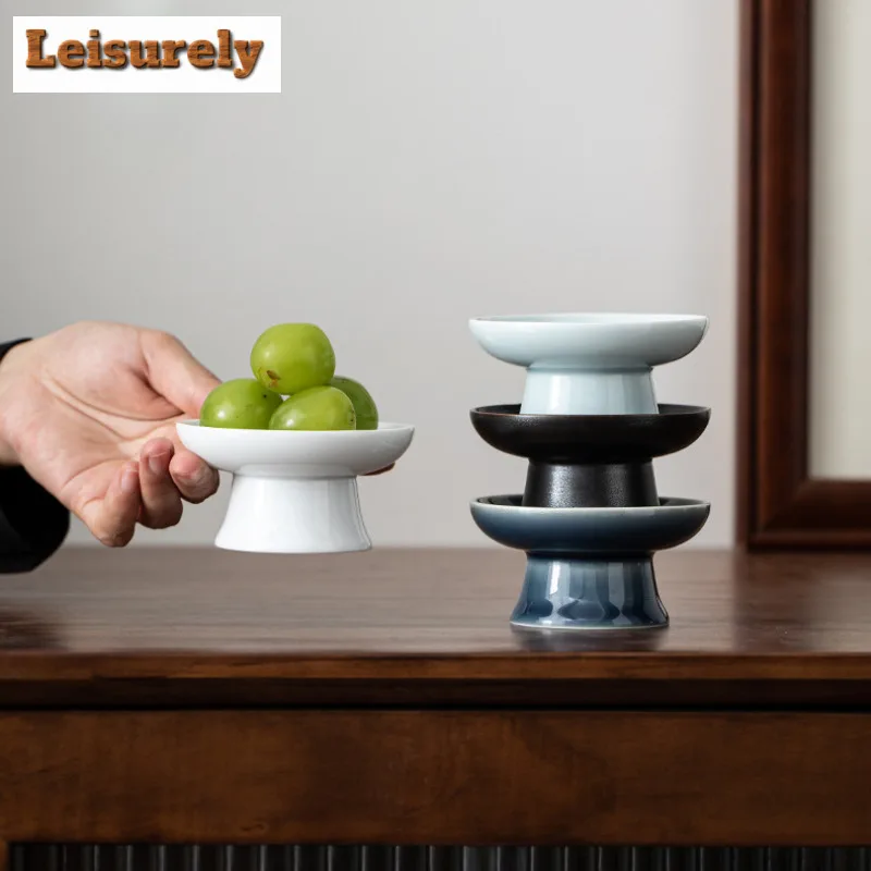 Small High Foot Fruit Dishes Japanese Pastry Plate Food Dinner Plates Candy Bar Mini Dessert Tray Hospitality Dishes Decoration