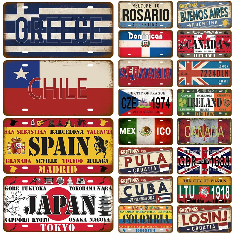 RetroLandmarkCountryMetalSignLicensesPlatePlaqueMetalVintage