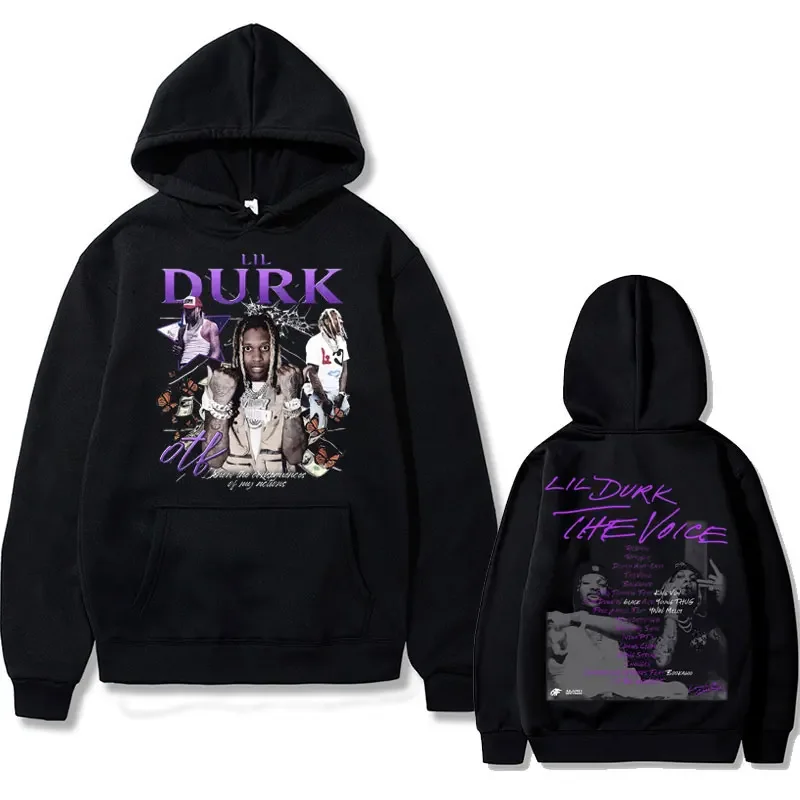 

Rapper Lil Durk Graphic Print Hoodie Men Women Hip Hop Fashion Vintage Sweatshirts Men's Oversized Fleece A Hooded Jumper Unisex