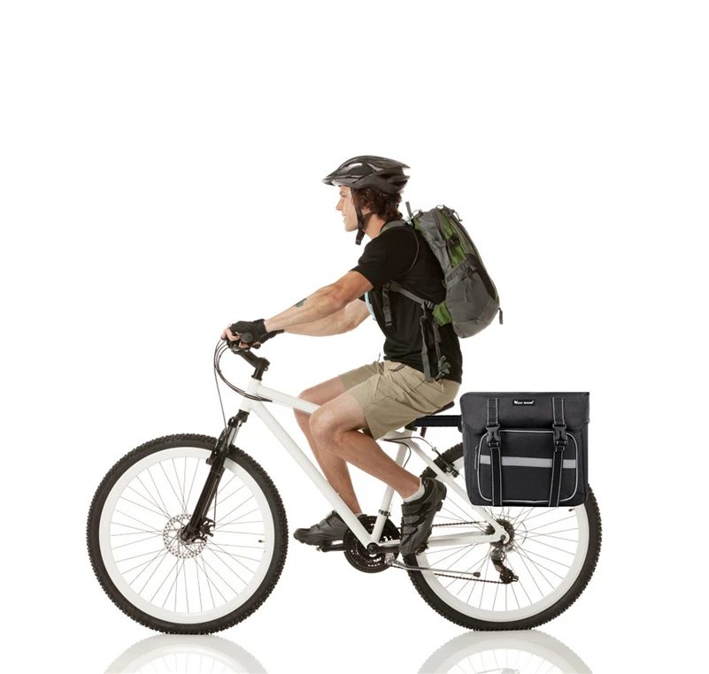 WEST BIKING Fahrrad-Gepäckträgertasche 25L Große Kapazität Outdoor-Gepäckträgertaschen für Radsport MTB Rennrad Doppel-Satteltasche – Detail 12