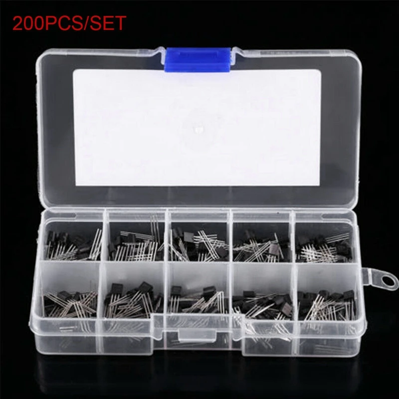 A15R -200Pcs 10Values TO-92 NPN PNP Transistor Assortment Kit BC337 BC327 2N2222 2N2907 2N3904 2N3906 S8050 S8550 A1015 C1815