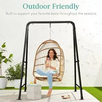 Hammock Chair Stand, 75in Tall Heavy Duty Indoor Outdoor Steel Hanging Base w/Hardware -Stand Only 1