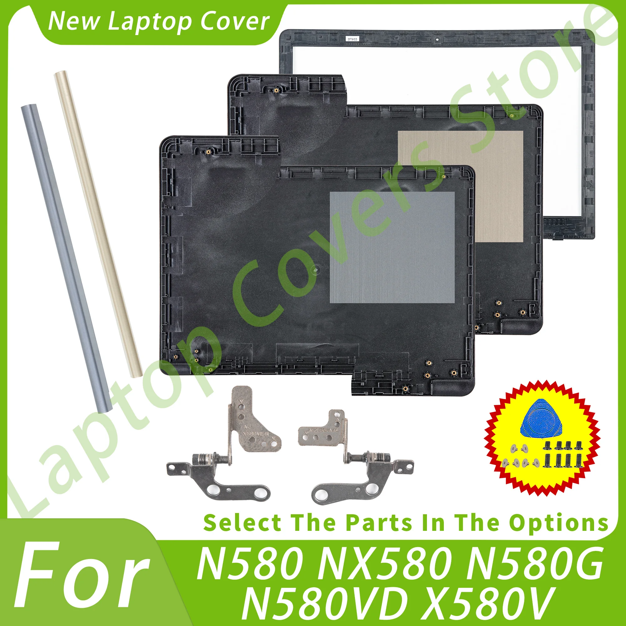 N580용 커버 N580V N580G N580VD NX580V NX580VD 플라스틱 LCD 뒷면 커버 베젤 상단 케이스 HingeC..
