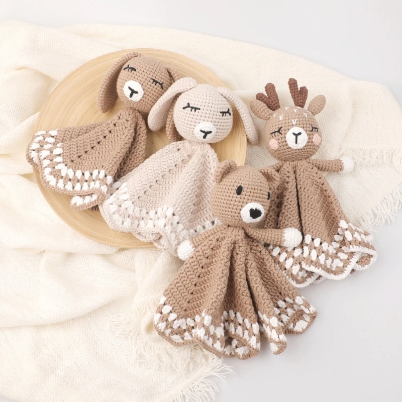 Crochet Cotton Baby Towel kawaii Knitted Bear Doll Newborns Security Comforters Blanket Baby Boy Girl Face Towel Soothing