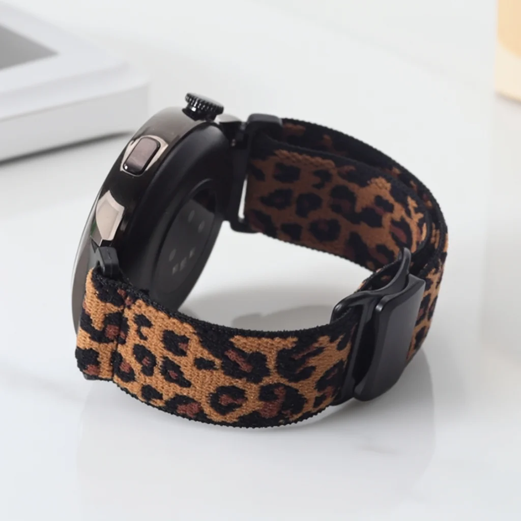 Leopard Magnetic Strap with Stretchy Nylon Wristband – 18/20/22mm