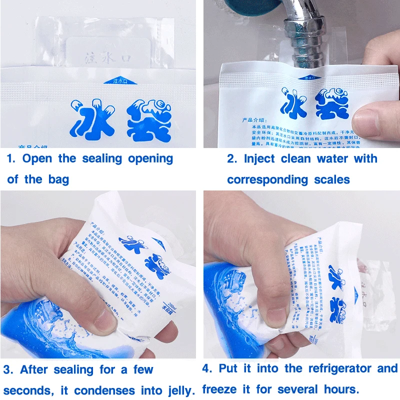 5pcs Reusable Ice Bag Water Injection Icing Cooler Bag Pain Cold Compress Drinks Refrigerate Food Keep Fresh Gel Dry Ice Pack Ice Pack Ice Pack Bag