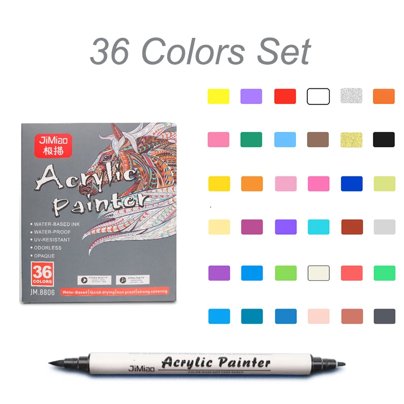 84/36 Colors Sketching Markers Set Dual Brush Acrylic Paint Pens for  Calligraphy Lettering Rock Glass