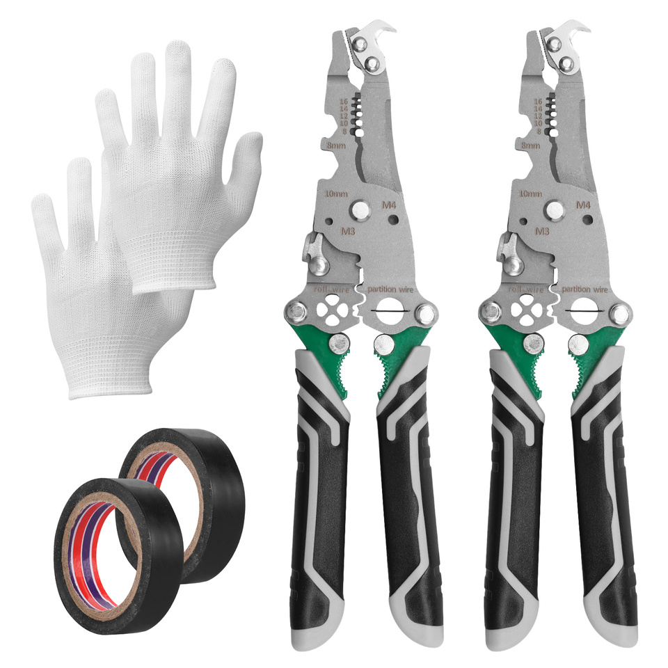 2Pcs Foldable Wire Stripper Crimper Cable Cutter Pliers 18 In 1 UpgradedMultifunctional For Wire Stripping Shearing Cutting Tool