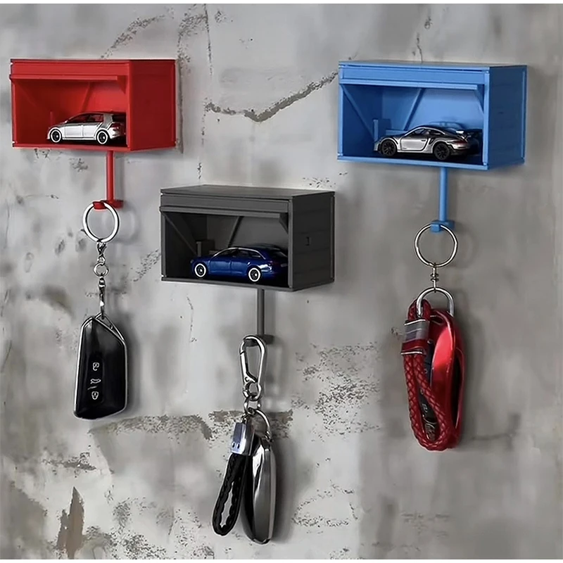 Car Garage Key Holder With Opening Door Creative Wall-mounted Key Organizer For Home Office Durable Decorative Storage Rack