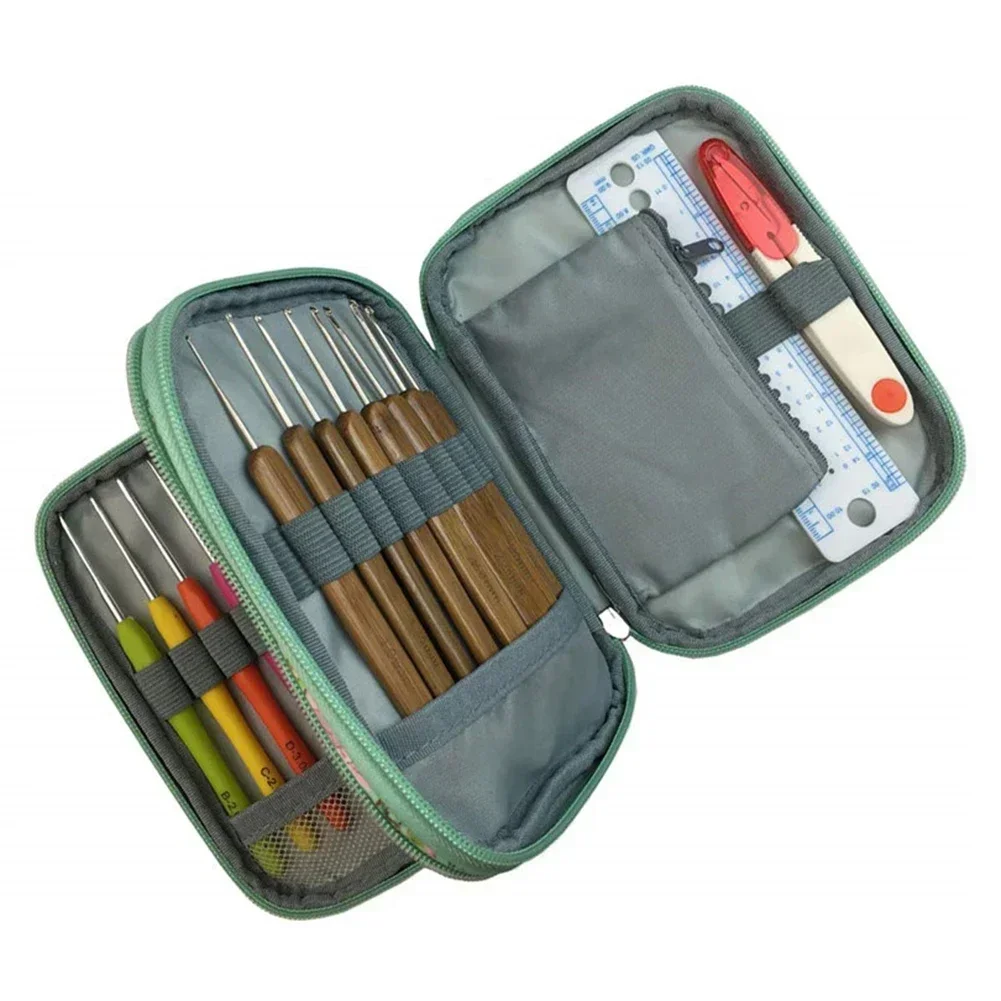Empty Crochet Hooks Pouch Storage Bag Knitting Kit Case Organizer Bag For Crochet Needles Scissors Ruler Sewing Kit