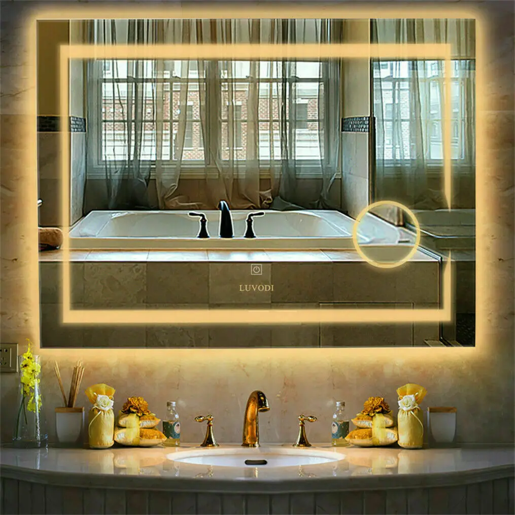 32 x 24 Inch LED Bathroom Wall Mounted Anti Fog Makeup Mirror with