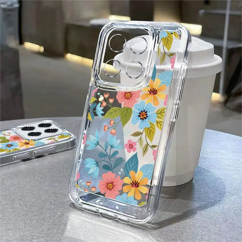 Shockproof Clear Floral Phone Case