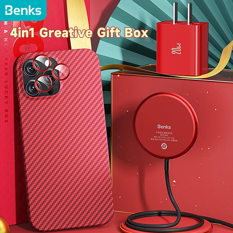 

Benks Creative Gift Box Set of 4 for iPhone 13 Pro Max Aramid Case Magnetic Suction Wireless Charging Lens Film Charging Head