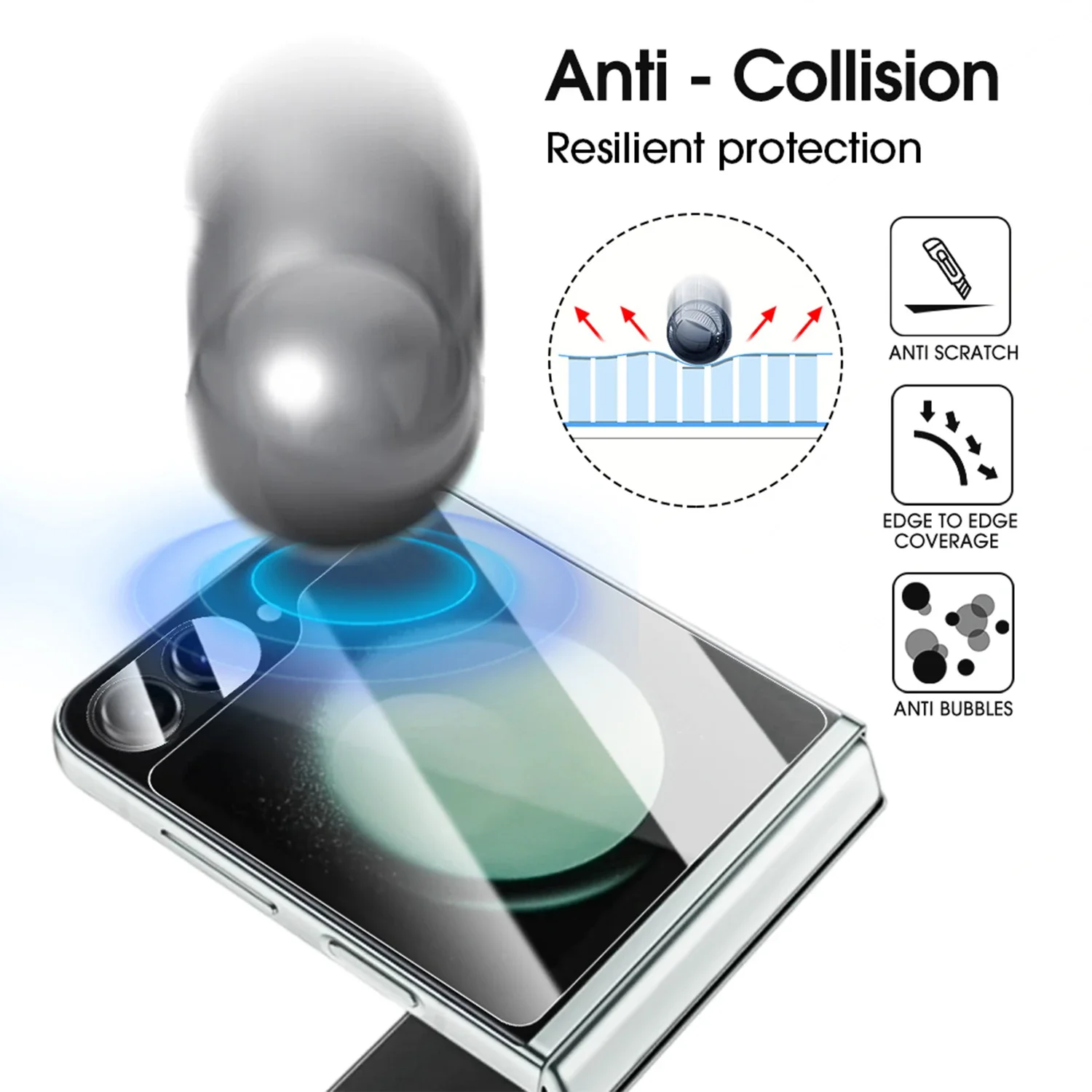 Premium Tempered Glass Screen Protectors with Soft Hydrogel Film and Anti-Scratch Lens Cover