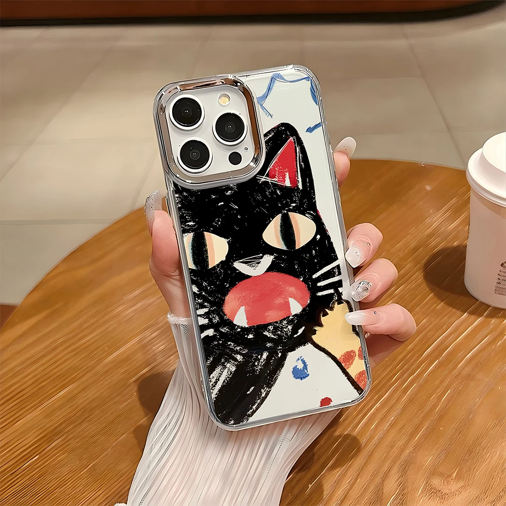 Charming Angry Black Cat Transparent Phone Case - Soft Silicone TPU Back Cover