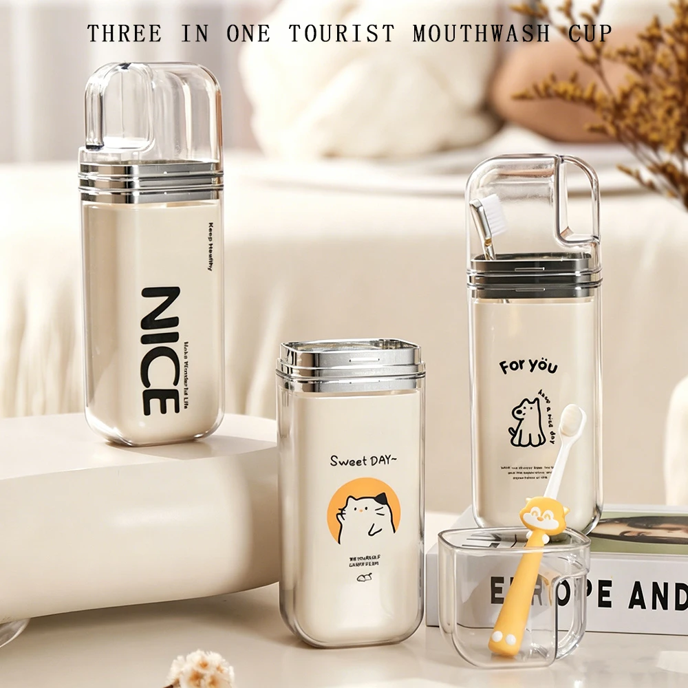 Portable 3-in-1 Bathroom Travel Cup Toothbrush And Toothpaste Case_voghion.com