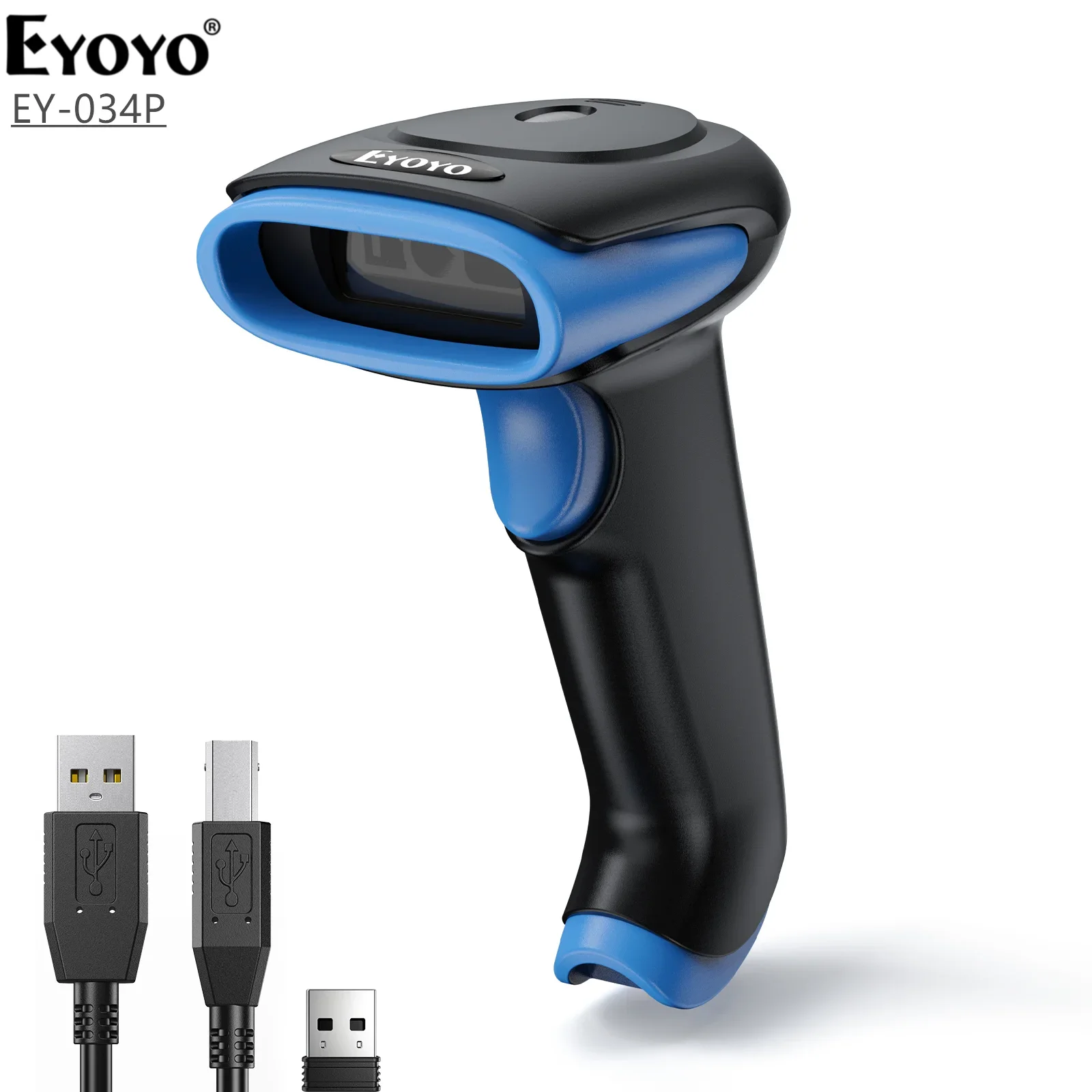 Eyoyo 034P 2D 3-In-1 Scanner Di Codici A Barre Wireless Lettore Di Codici A Barre Automatico Lettore Di Codici A Barre Di Immagini Cmos Cordless Porta