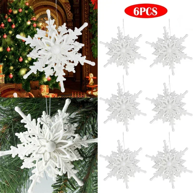 Christmas Ice 3D Snowflake Plastic Glitter Hanging Pendant 12cm for Home Party Wedding Tree Decoration