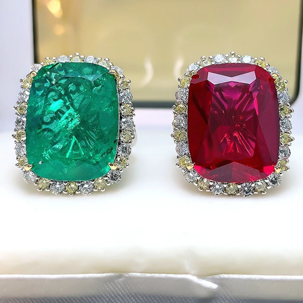 KQDANCE 925 Sterling Silver With Green Red Large 21 Carat