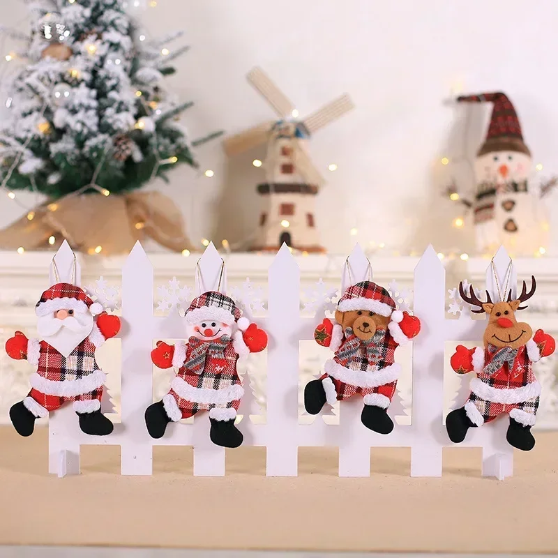 Merry Christmas Plush Doll Ornaments Santa Claus Snowman Elk Pendant Xmas Tree Hanging Decorations Festive Party New Year Decor