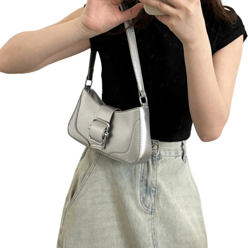 Women Handbag Purse Korean Armpit Bag PU Leather Shoulder Bag for Daily E74B