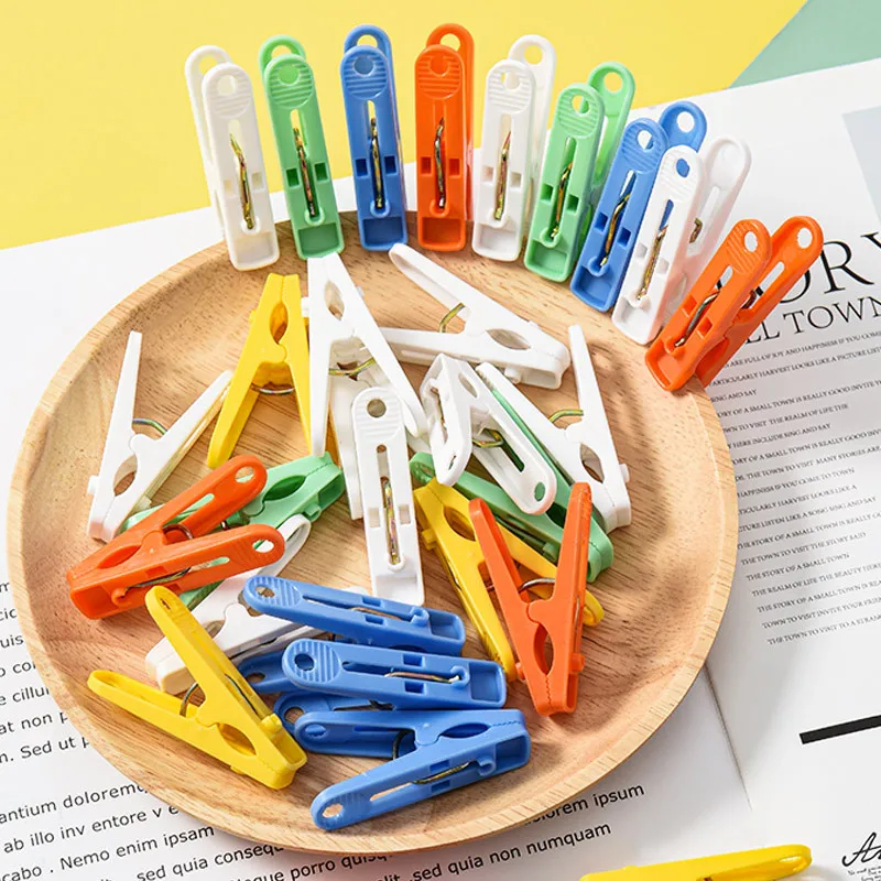 24 Pack)Colorful Plastic Clothespins, Heavy Duty Laundry Clothes Pins Clips  with Springs, Air-Drying Clothing Pin Set 