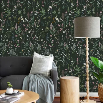 Floral Wallpaper Waterproof Green Peel Stick Wallpaper Self-Adhesive Flower Wallpaper Removable Contact Paper for Home Decoration 1