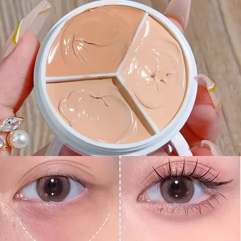 Palette Correttore in Crema a 3 Colori - Impermeabile, Copertura a Lunga Durata per Acne, Occhiaie e Rossori - Trucco Naturale, Bellezza Coreana